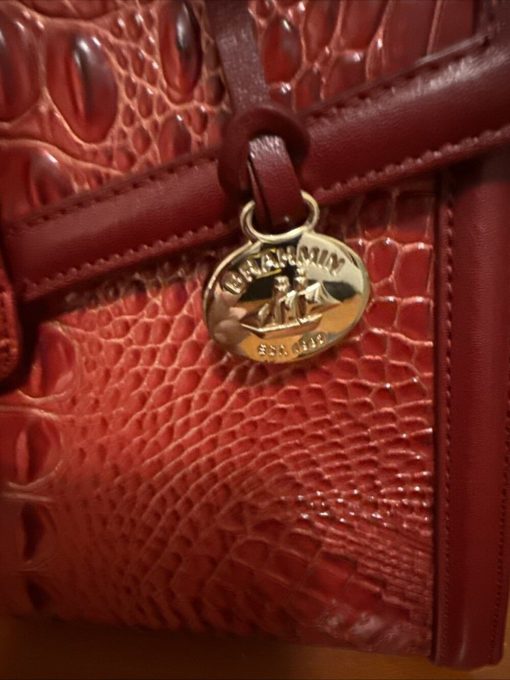 BRAHMIN Ingrid Fiery Lava Pampas Leather Crocodile Embossed - Picture 2 of 12